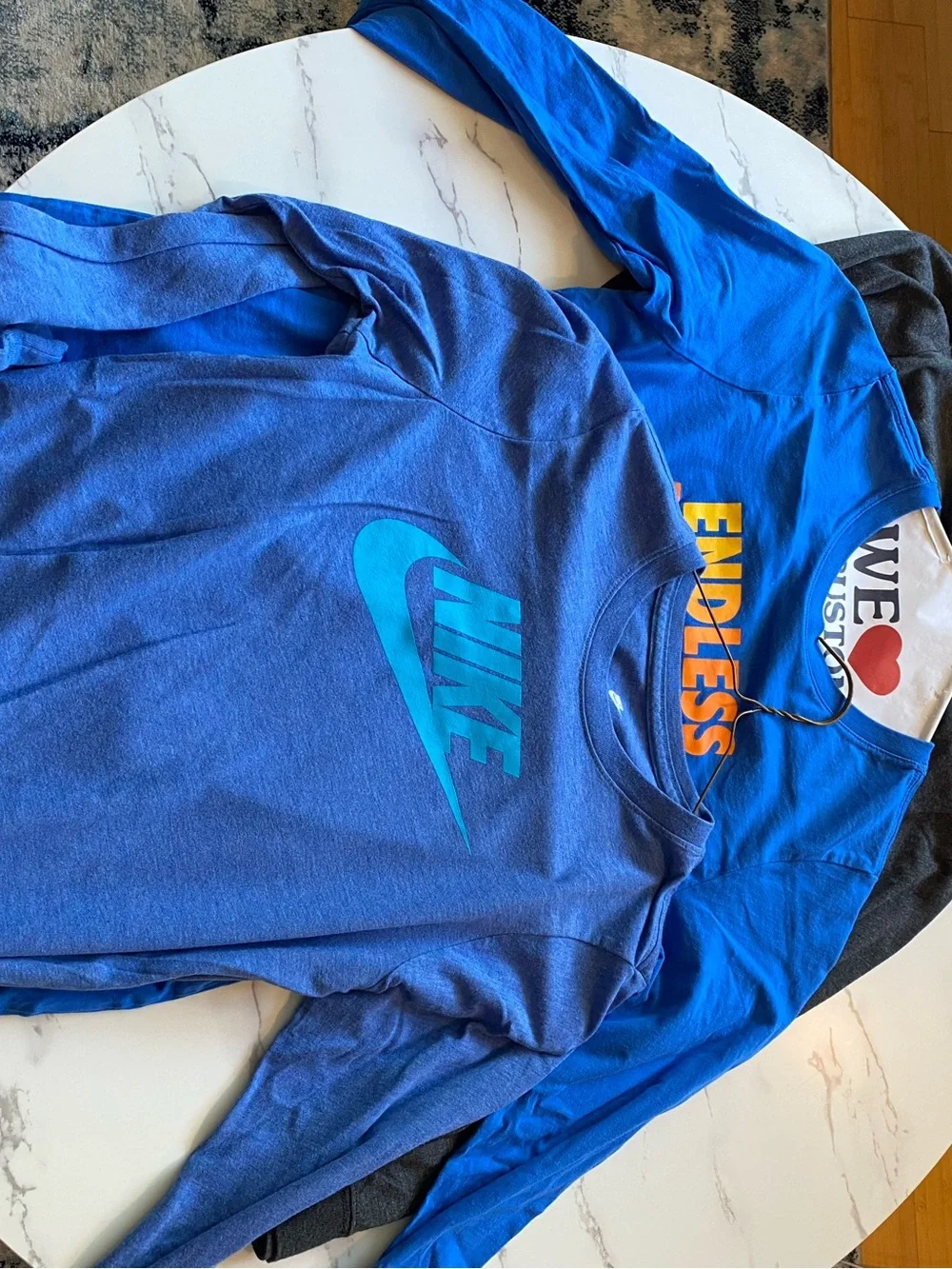 Nike Blue Long-Sleeve Tee with Teal Logo